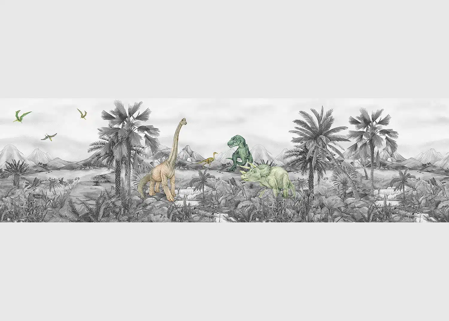 Wall Border Dino B/W | 5 m x 13.8 cm | WBD 8183