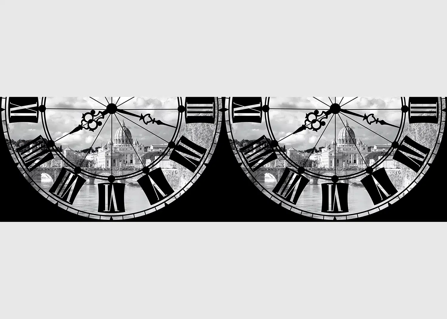 Wall Border Monochrome Clocks | 5 m x 13.8 cm | WB 8204